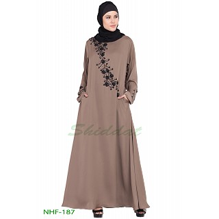 Party wear Umbrella abaya- Coffee Brown